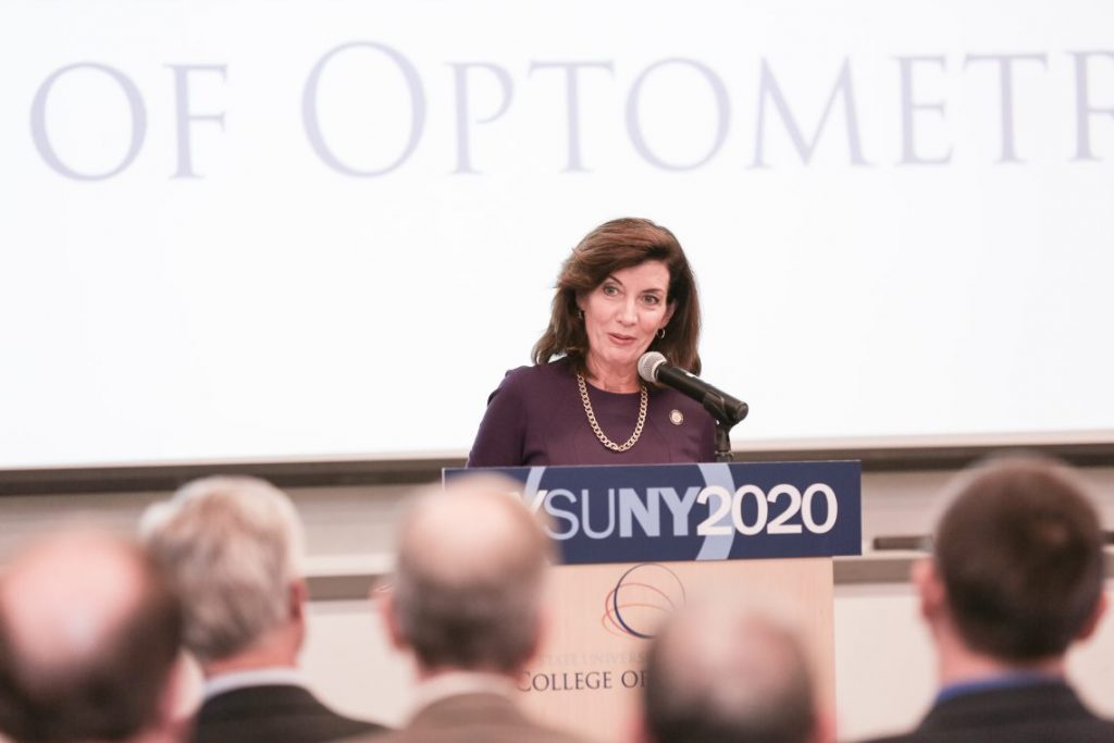 Lieutenant Governor Kathy Hochul speaking at podium
