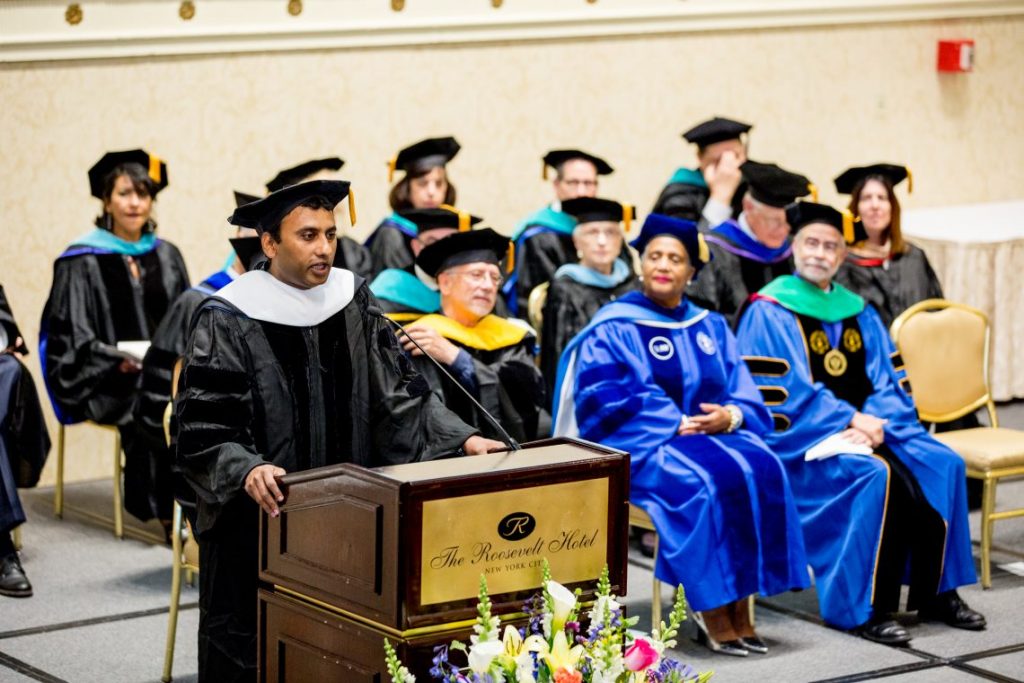 Speaker at podium