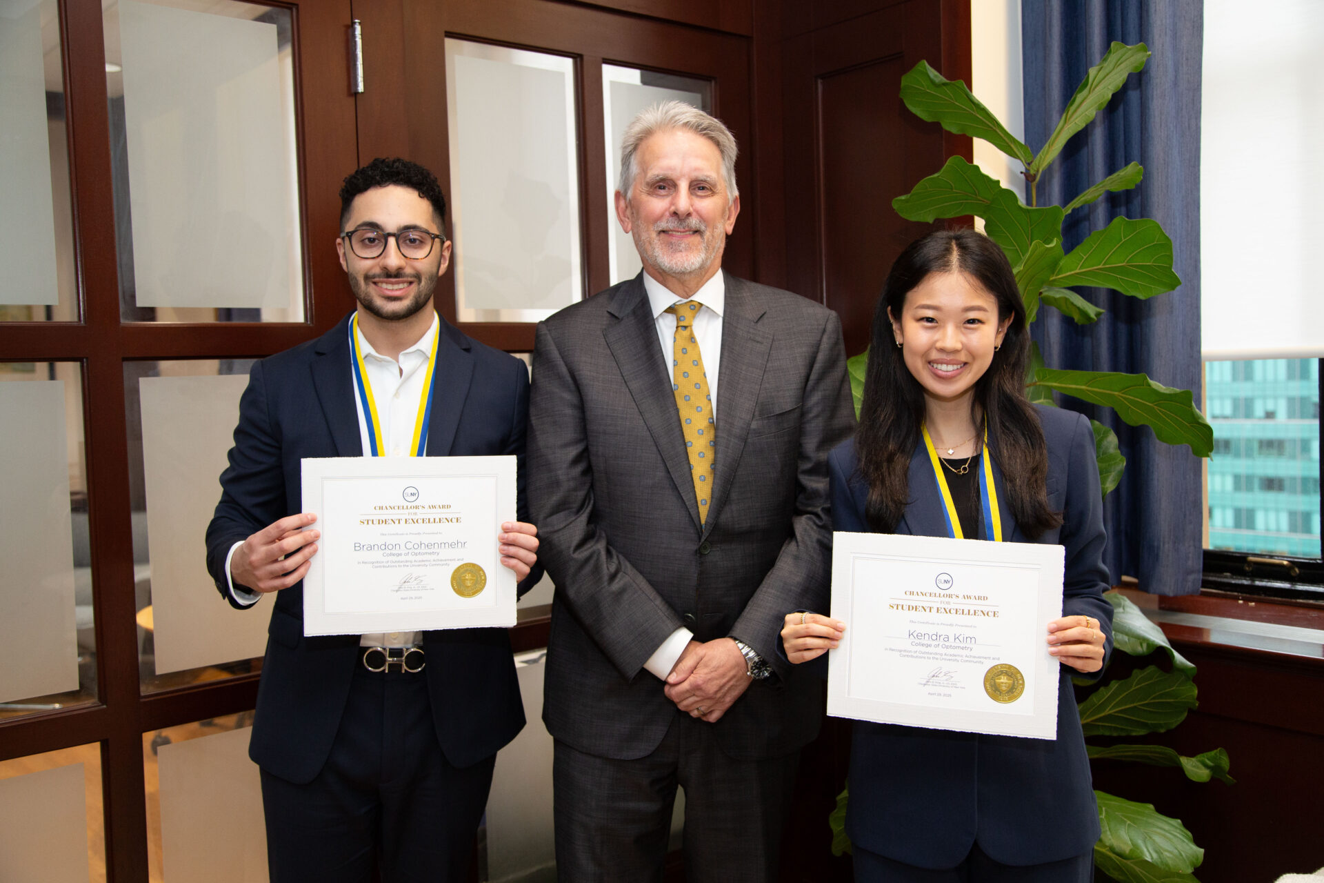 SUNY COLLEGE OF OPTOMETRY STUDENTS RECEIVE HIGHEST ACADEMIC HONOR FROM SUNY CHANCELLOR